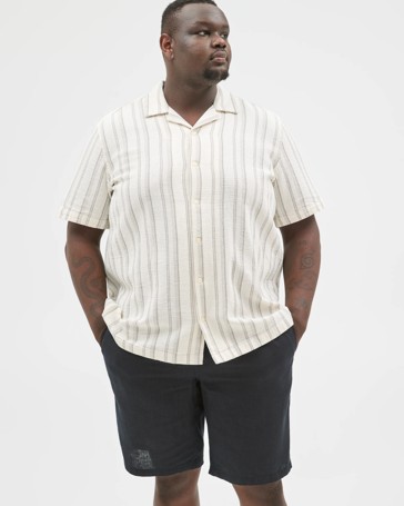 Plus Size Australian Cotton Short Sleeve Textured Stripe Shirt