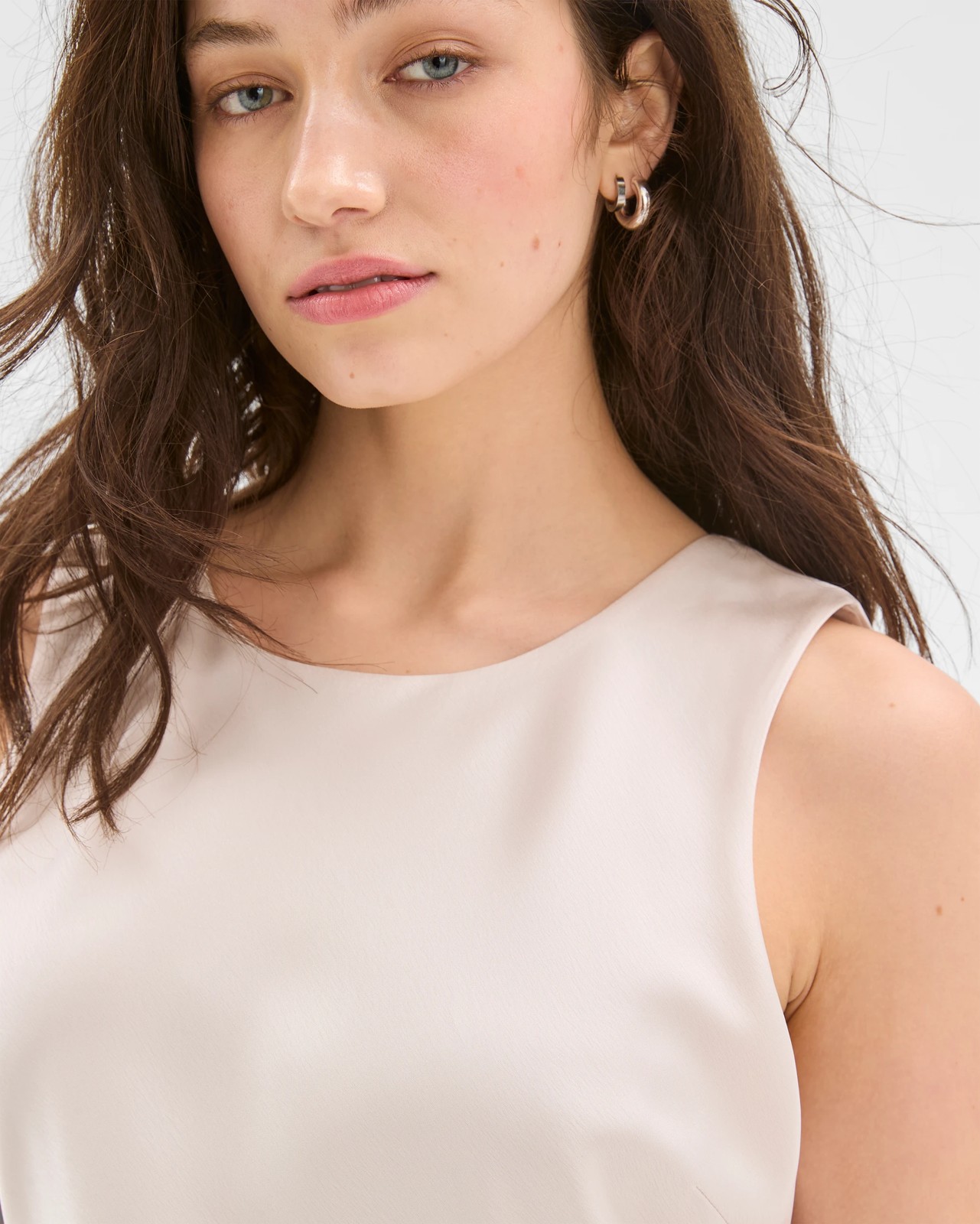 Lily Loves Asymmetrical Satin Tank Top - Pumice 3 of 6