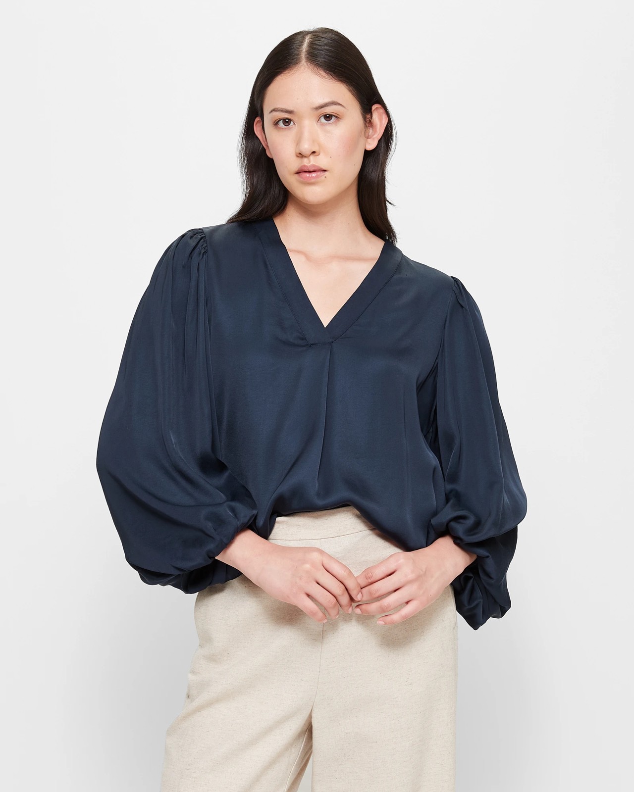 Notch Balloon Sleeve Blouse - Preview | Target Australia