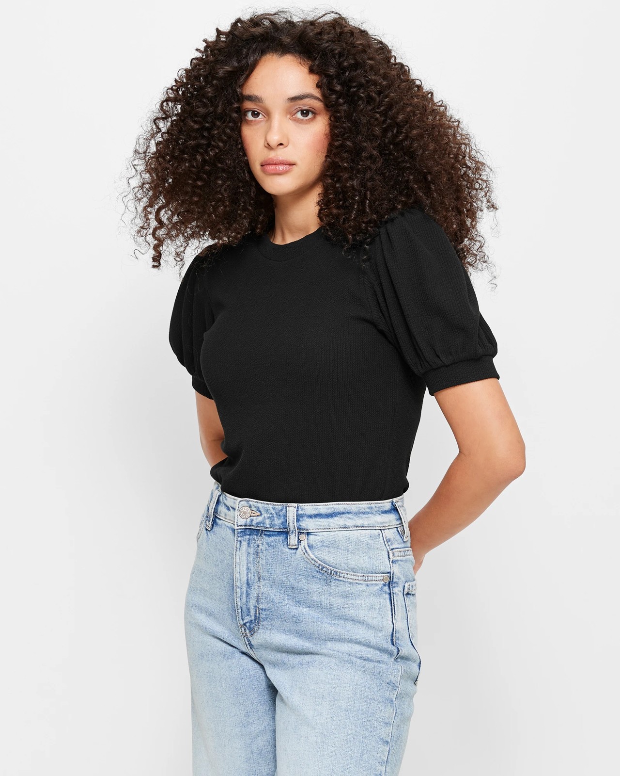 Puff Sleeve Rib T-Shirt | Target Australia