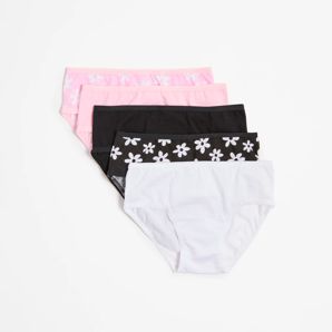 Girls Essential Briefs 5 Pack - Pink/Black Floral product image