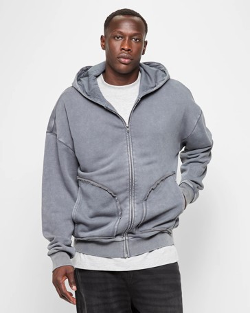 Australian Cotton Blend Zip Through Fashion Hoodie - Commons