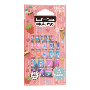 BYS Mini Me 24 Pack Press on Nails - Fun-dae Sweets, Square Shape