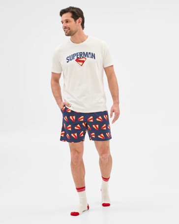 Superman Mens Box Set - Sleep, Socks, Trunk - 4 Piece Set