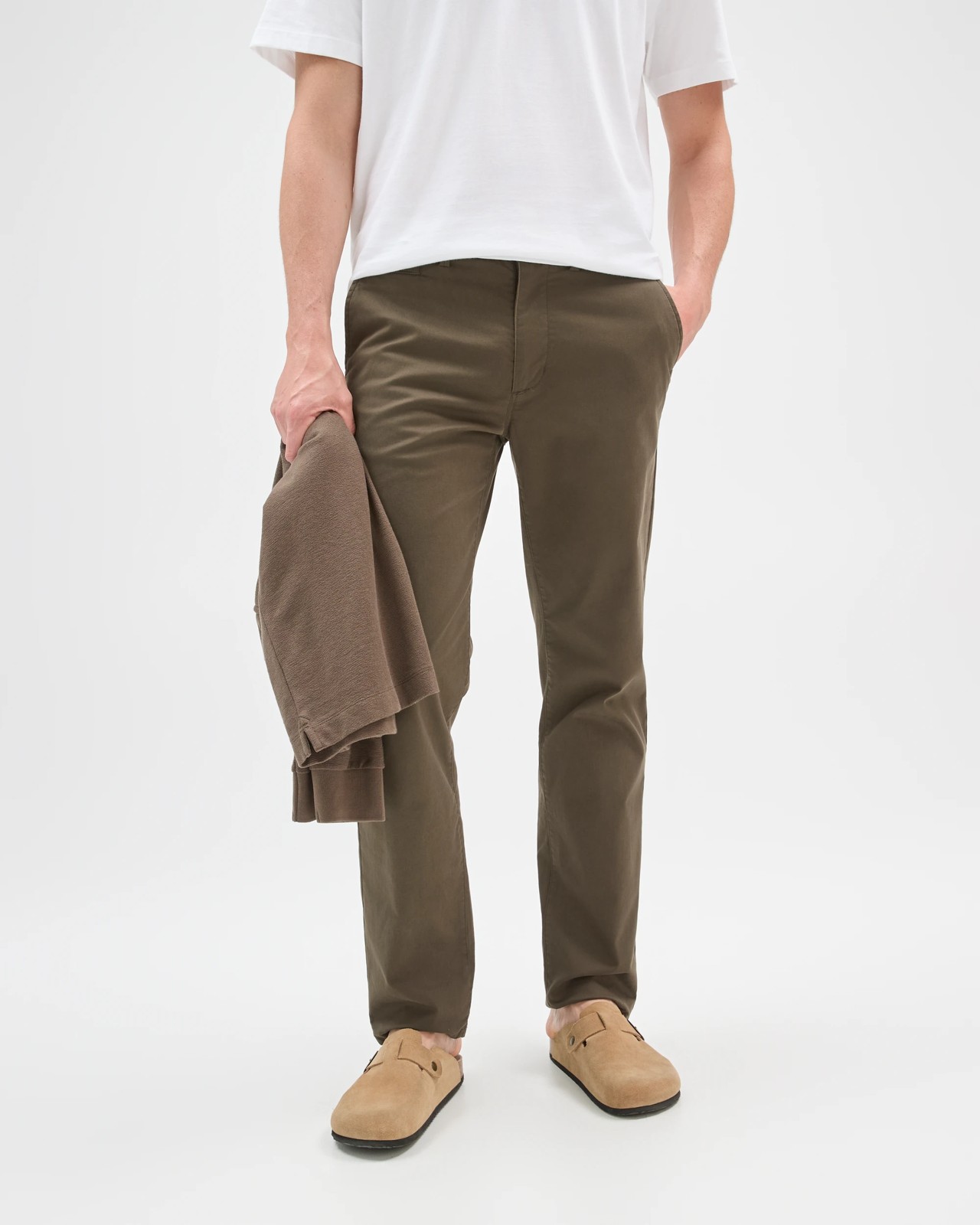 Australian Cotton Straight Chino Pants  - Olive 4 of 5