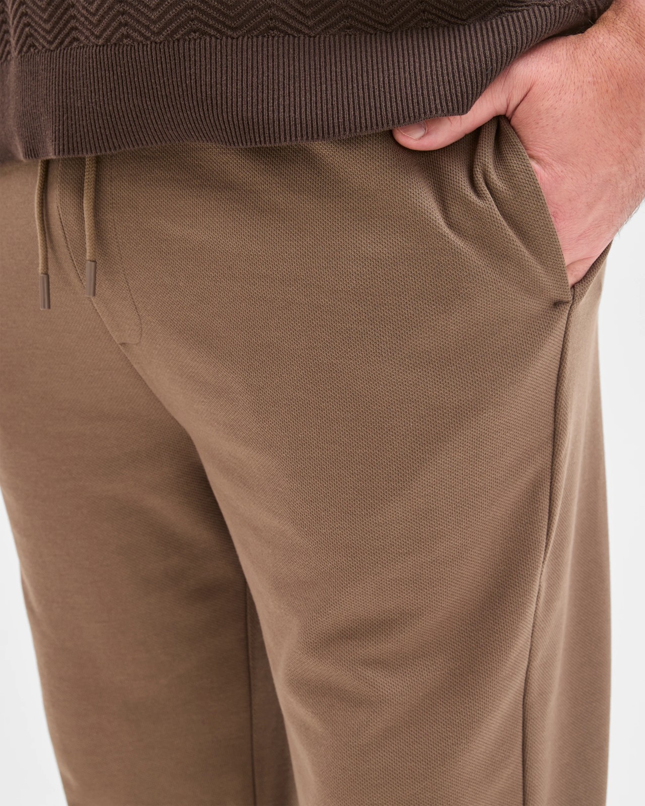 Plus Size Textured Trackpants - Mushroom 2 of 5