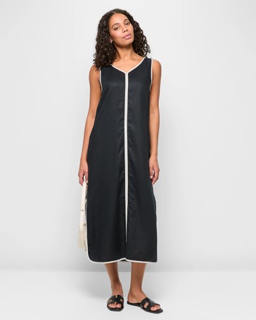 European Linen Binding Cami Dress