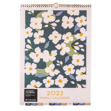 Paper Crane A3 2023 Family Monthly Calendar - Flora