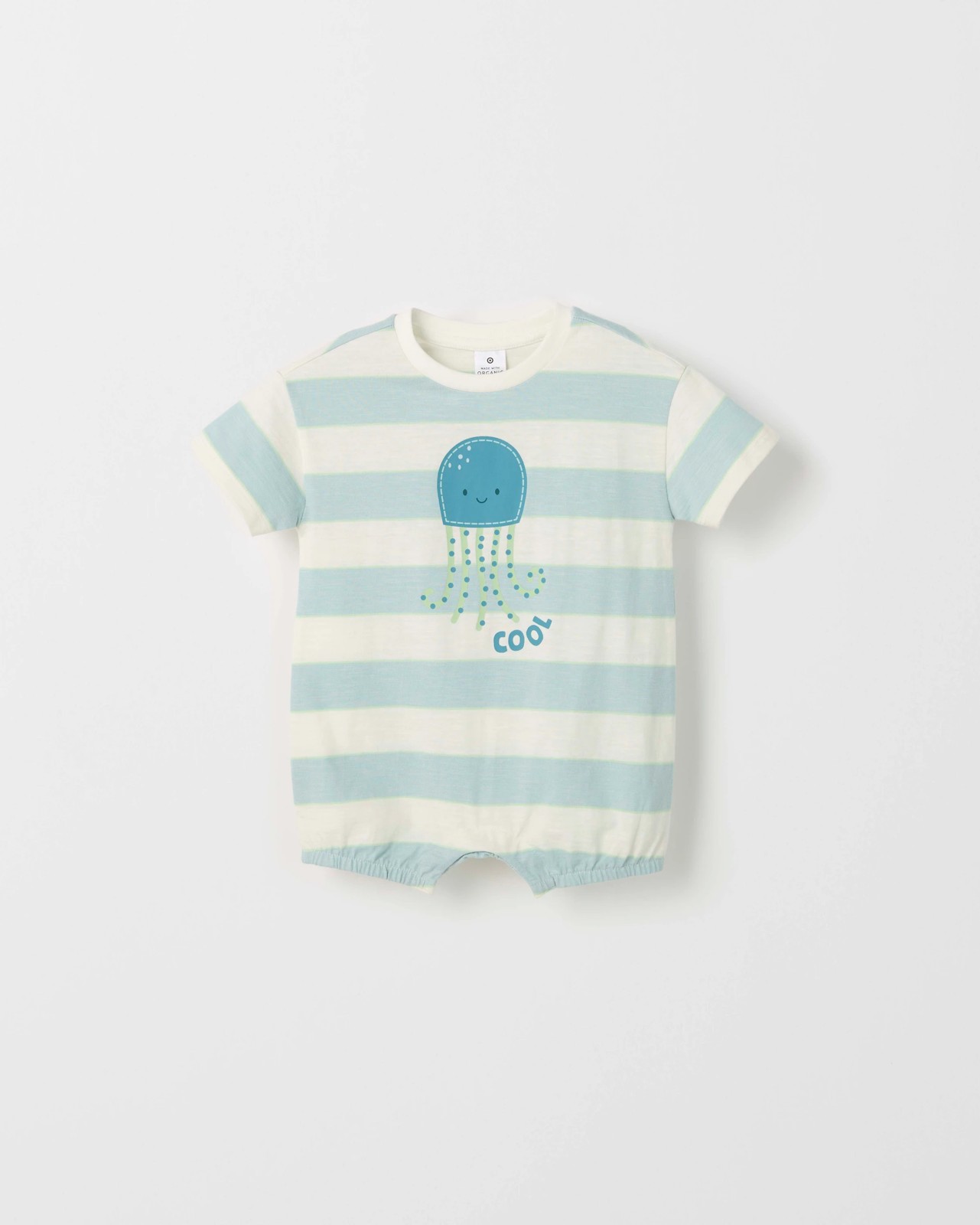 Baby Organic Cotton Slouchy Romper - Blue Octopus Stripe 4 of 5