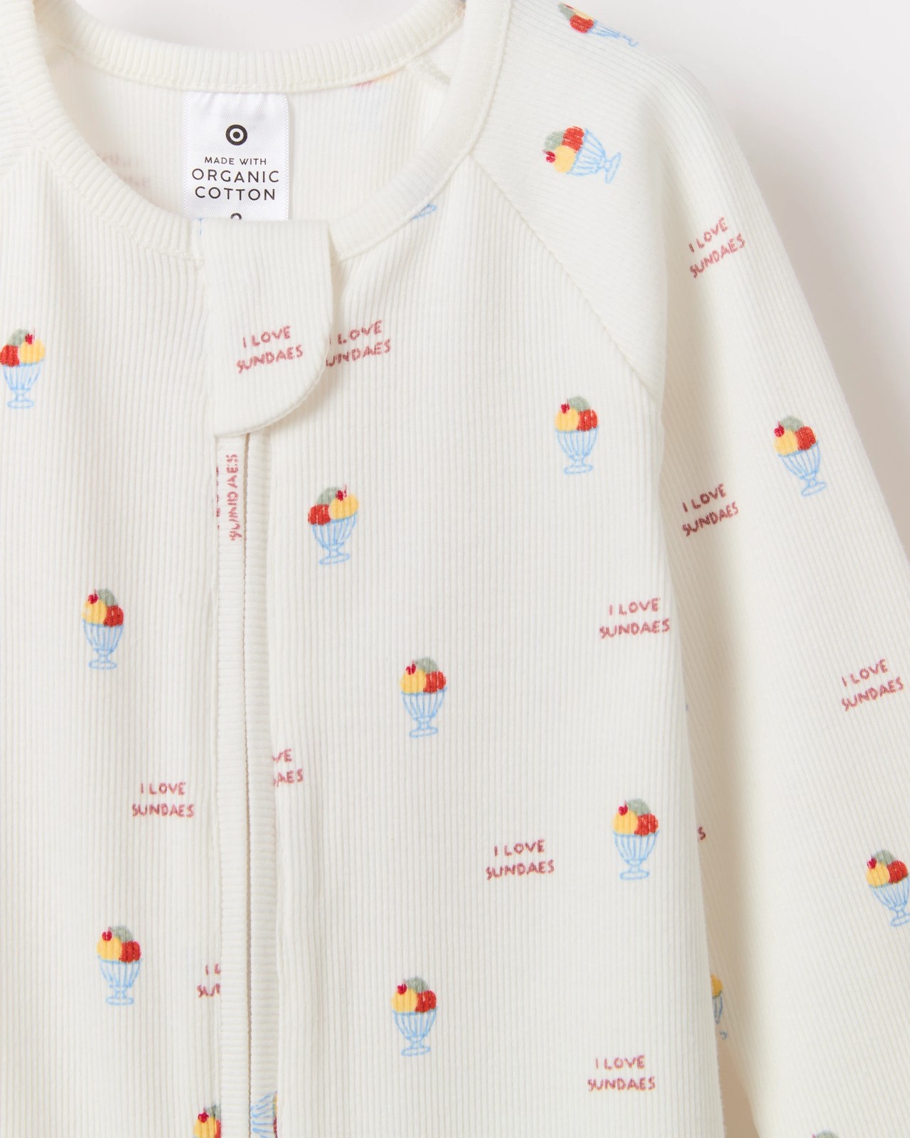 Baby Organic Cotton Rib Zip Footless Coverall - Sundaes Cloud Dancer 6 of 6