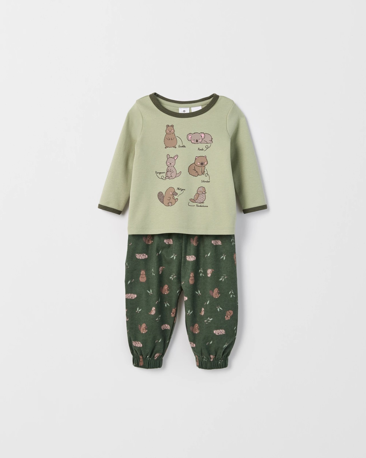 Baby Organic Cotton Knit Top and Flannel Pants Pyjama Set - Australiana 2 of 4