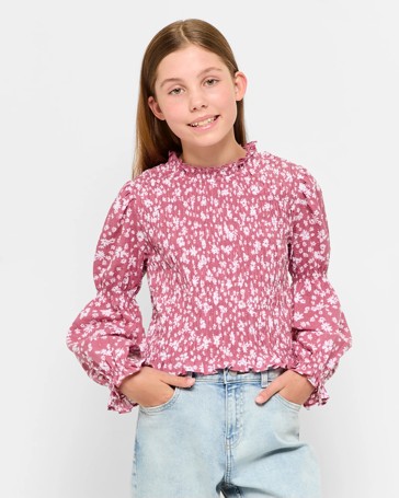 Fashion Shirred Floral Top