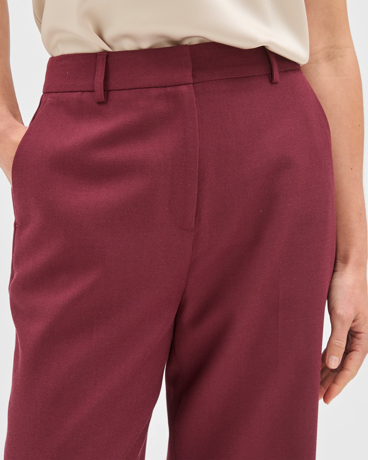 Preview Textured Tailoring Straight Leg Pants  - Sangria 5 of 6