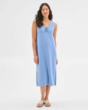Australian Cotton Blend Boucle Knit Midi Dress