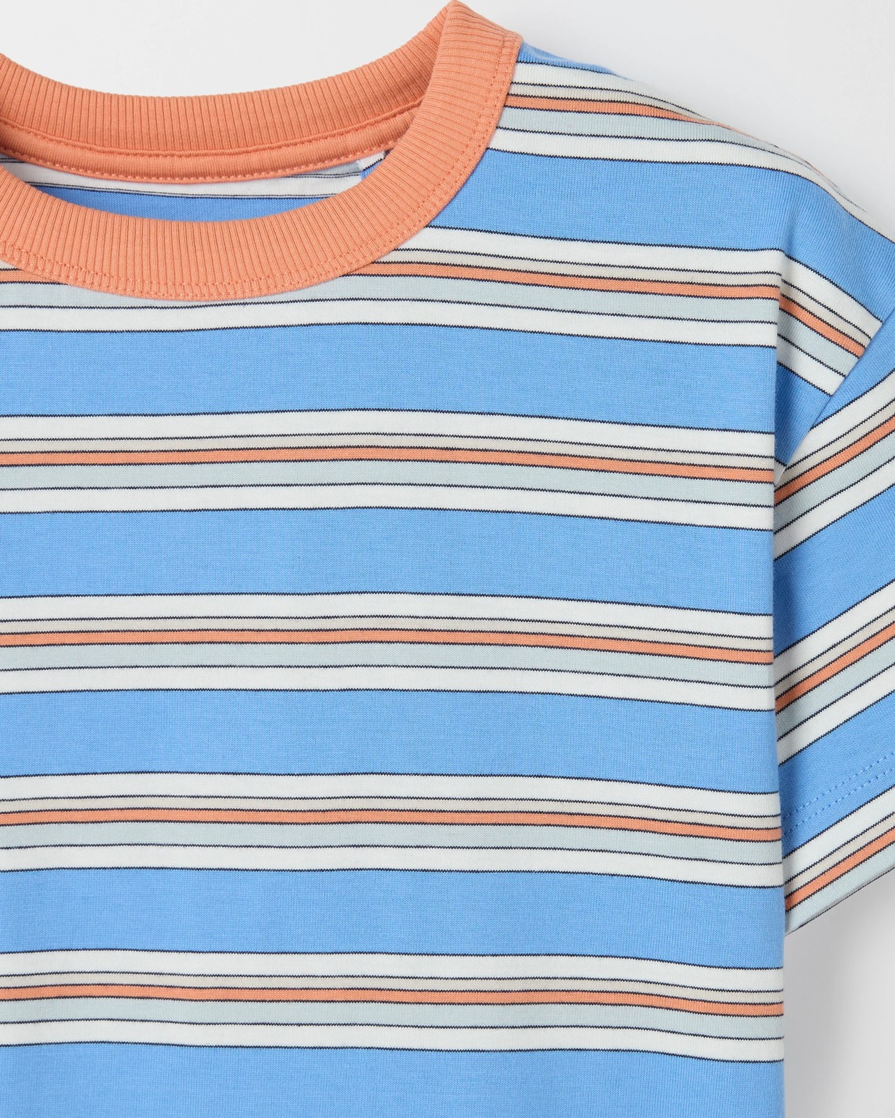 Australian Cotton Oversized Stripe T-Shirt - Light Blue 2 of 2