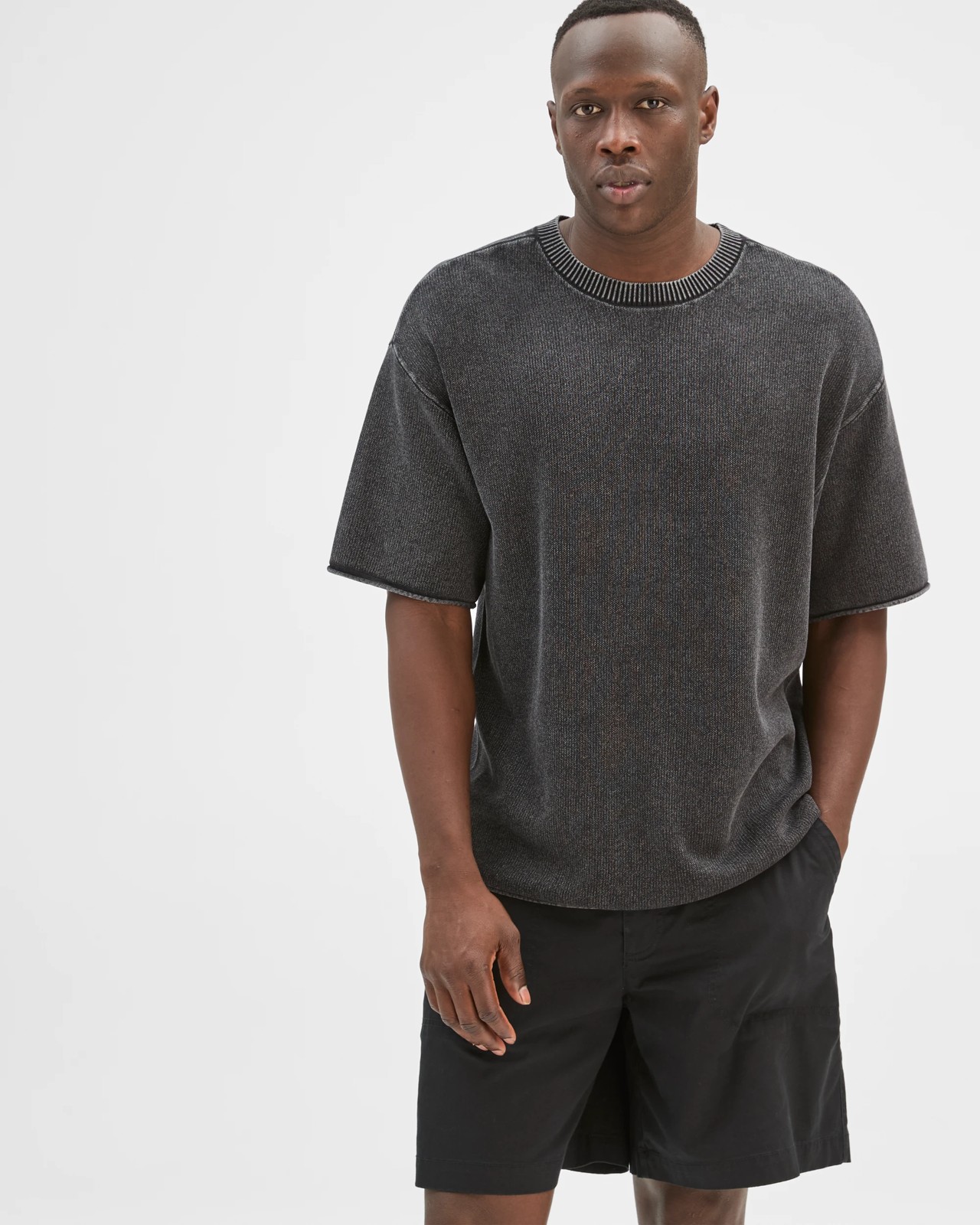 Commons Australian Cotton Fashion Knitted T-Shirt - Black Beauty 3 of 6