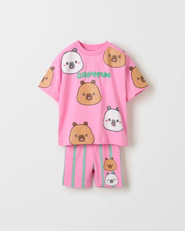 CapyFun Australian Cotton T-Shirt and Bike Shorts Set