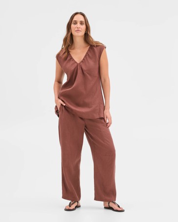 European Linen Barrel Leg Pants