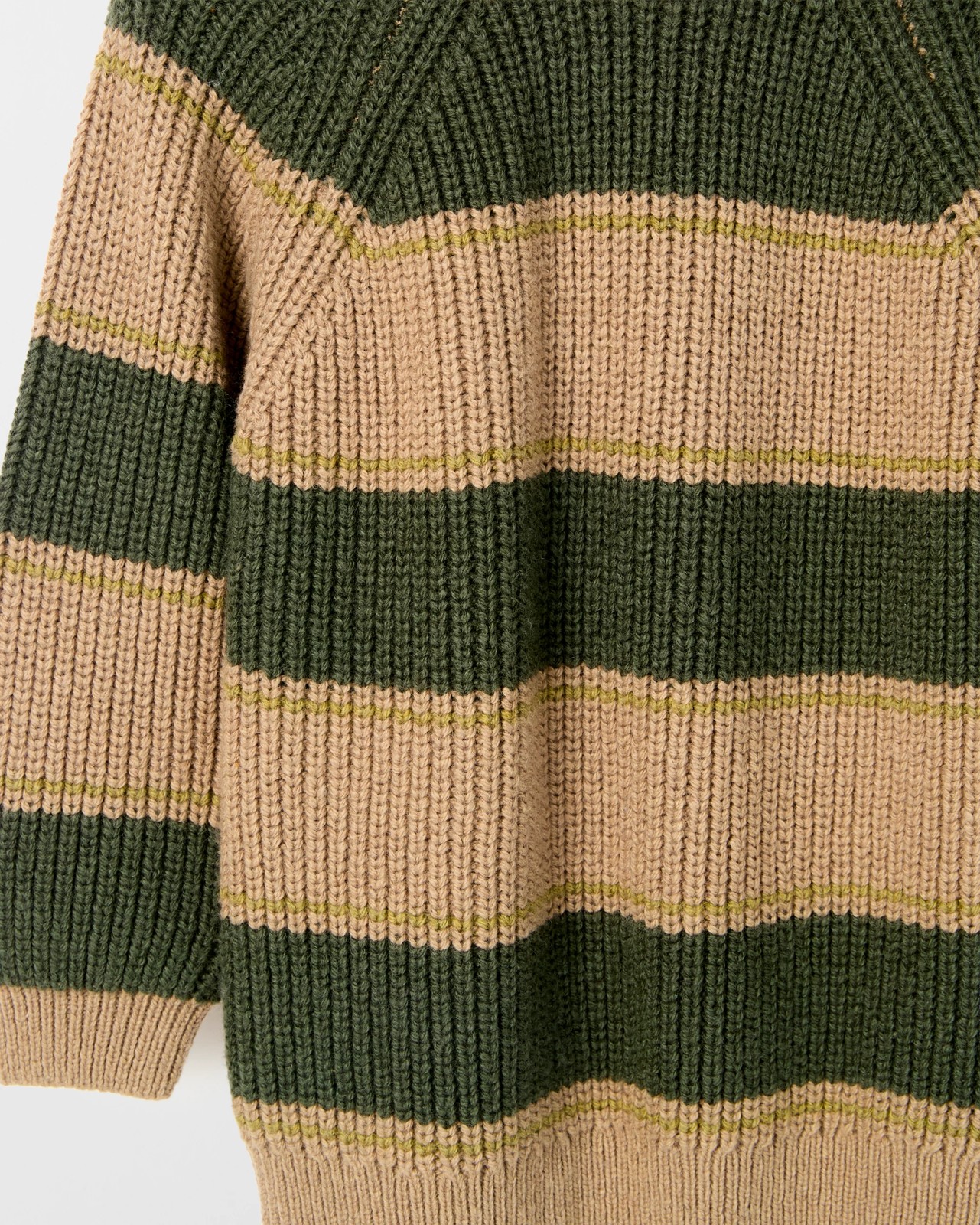 Australian Cotton Blend Stripe Knit Crew Neck Jumper - Green 2 of 2