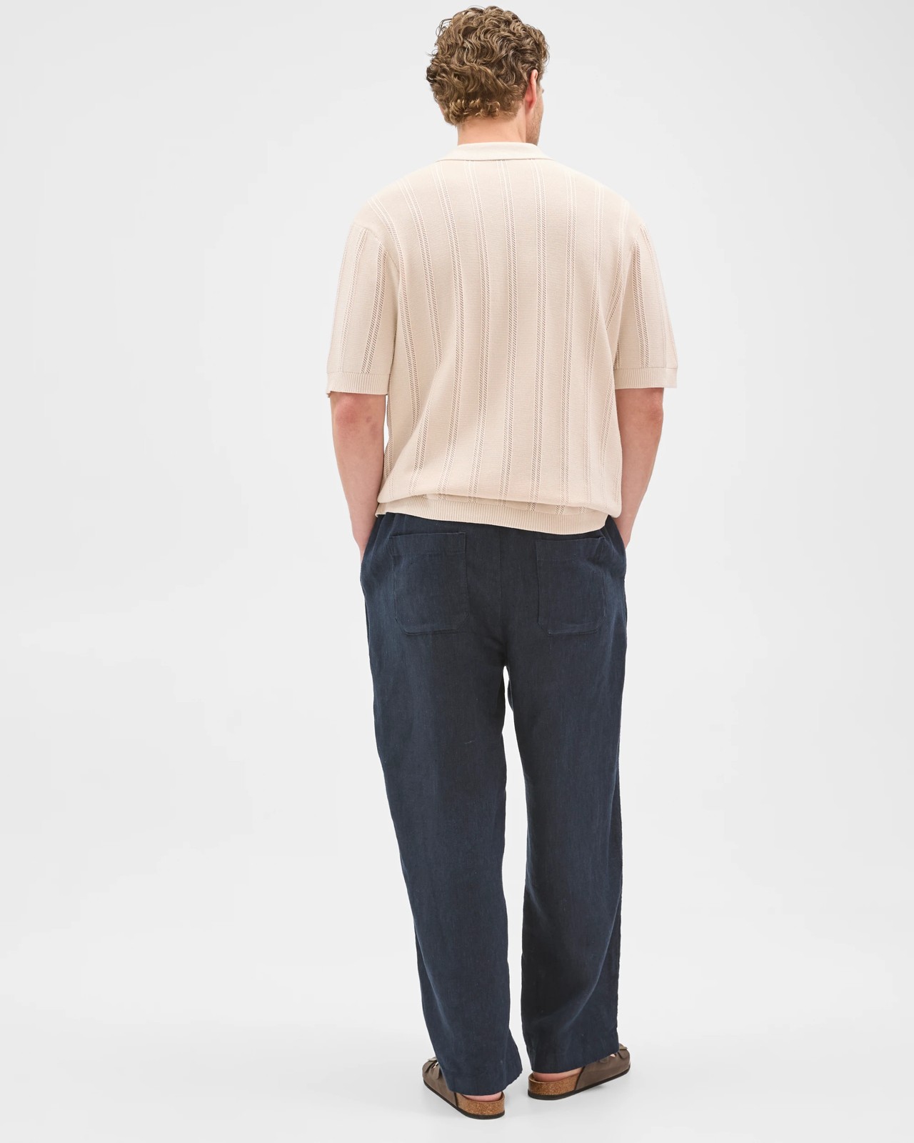 European Linen Wide Leg Pants - Navy 6 of 6