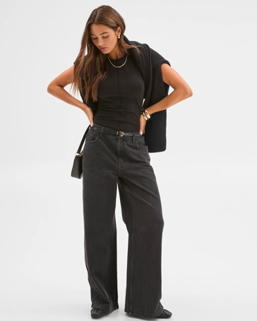 Lily Loves Mid Rise Wide Leg Jeans