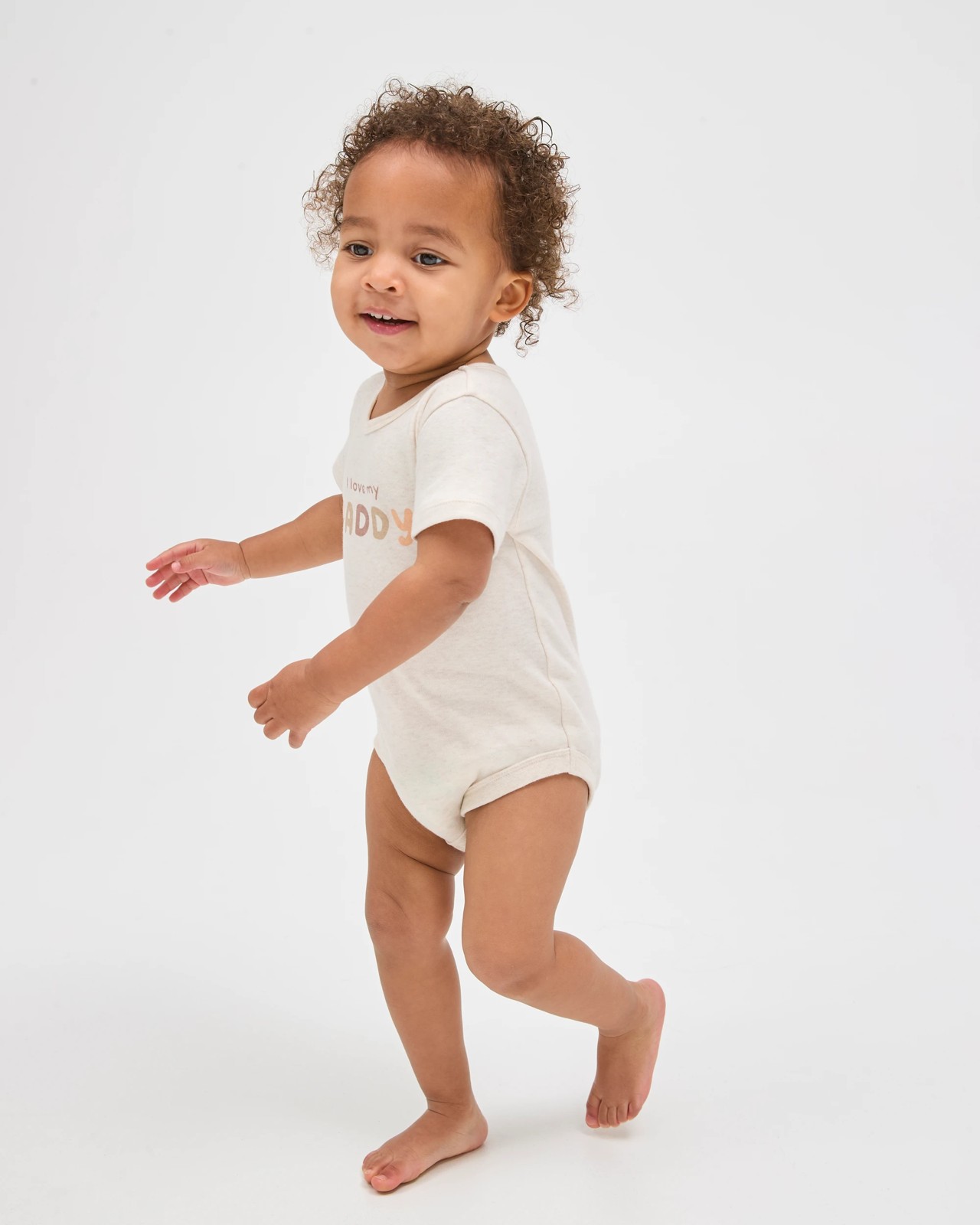 Baby Organic Cotton Short Sleeve Print Bodysuit - Oat Love Daddy 2 of 5