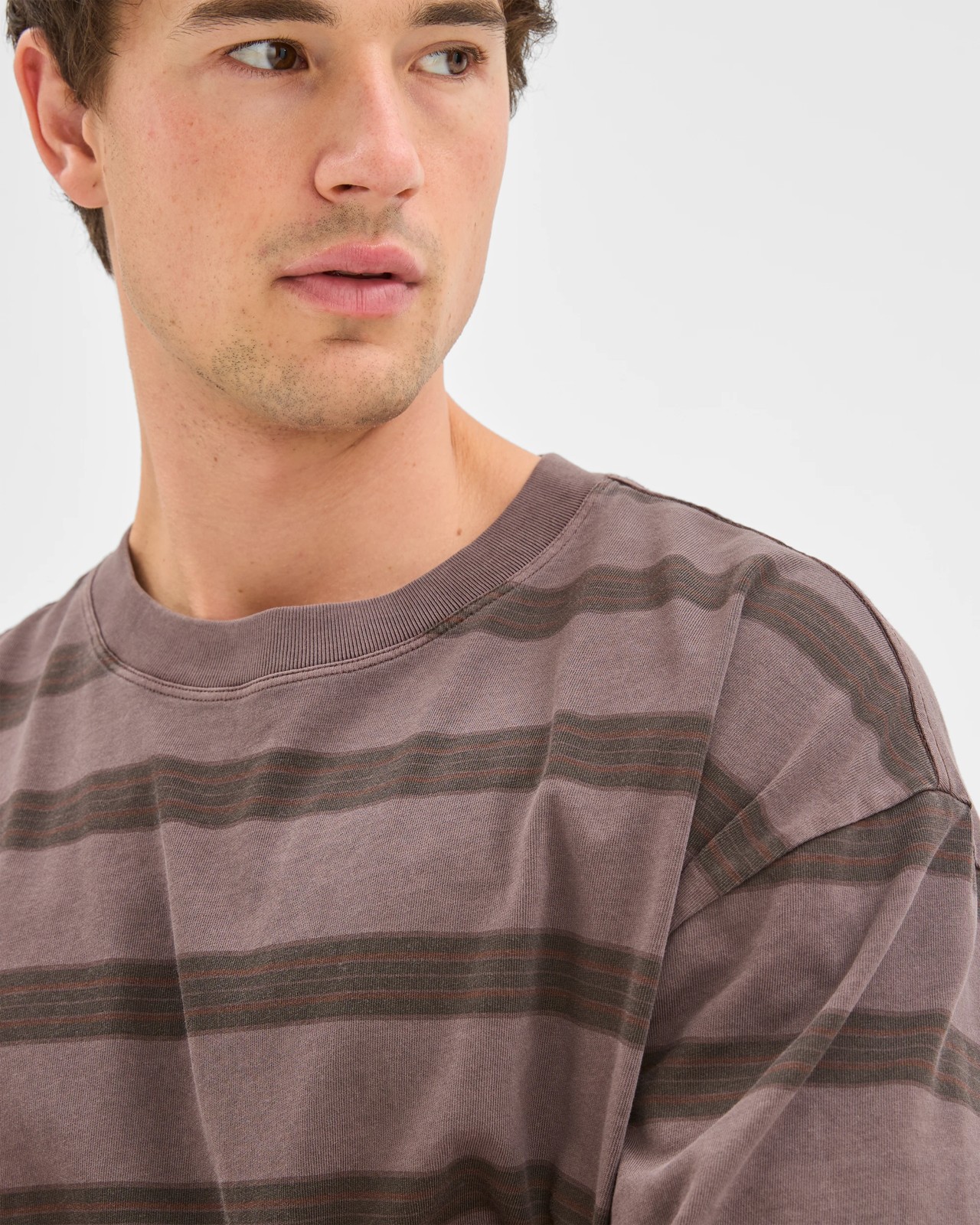 Commons Australian Cotton Overdyed Striped T-Shirt - Berry Stripe 5 of 6
