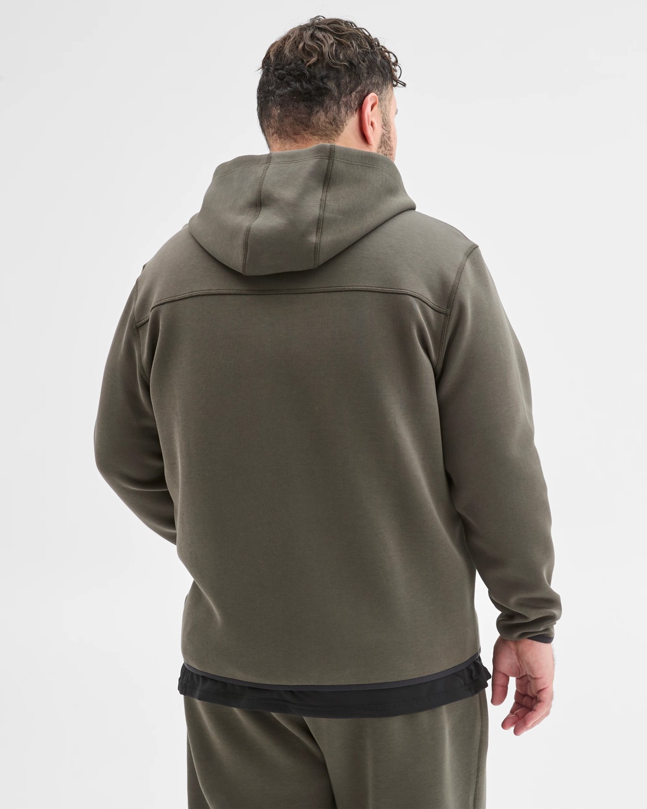 Plus Size Australian Cotton Blend Active Zip Through Fleece Hoodie - Khaki 4 of 5