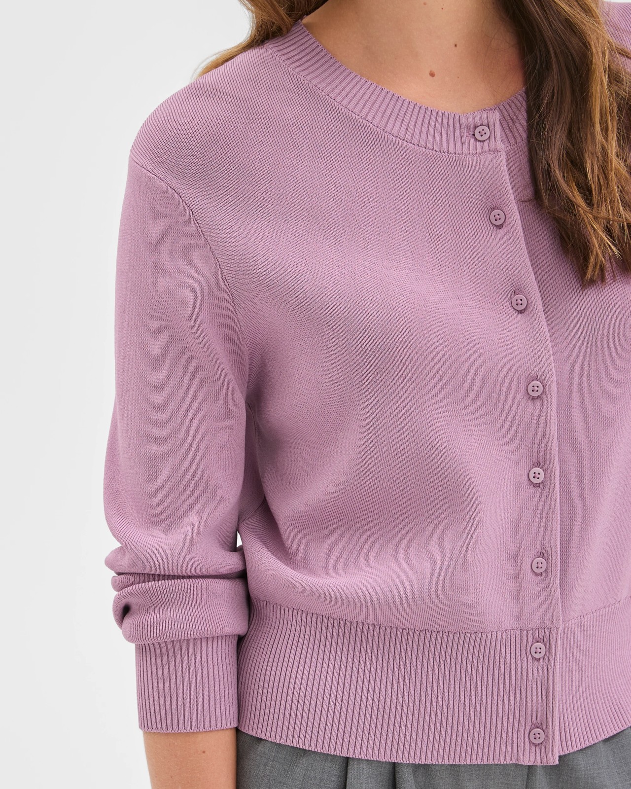 Preview Crepe Knit Core Cardigan - Berry Cream 5 of 6