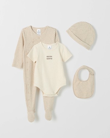Baby Organic Cotton Rib Starter Coverall Kit