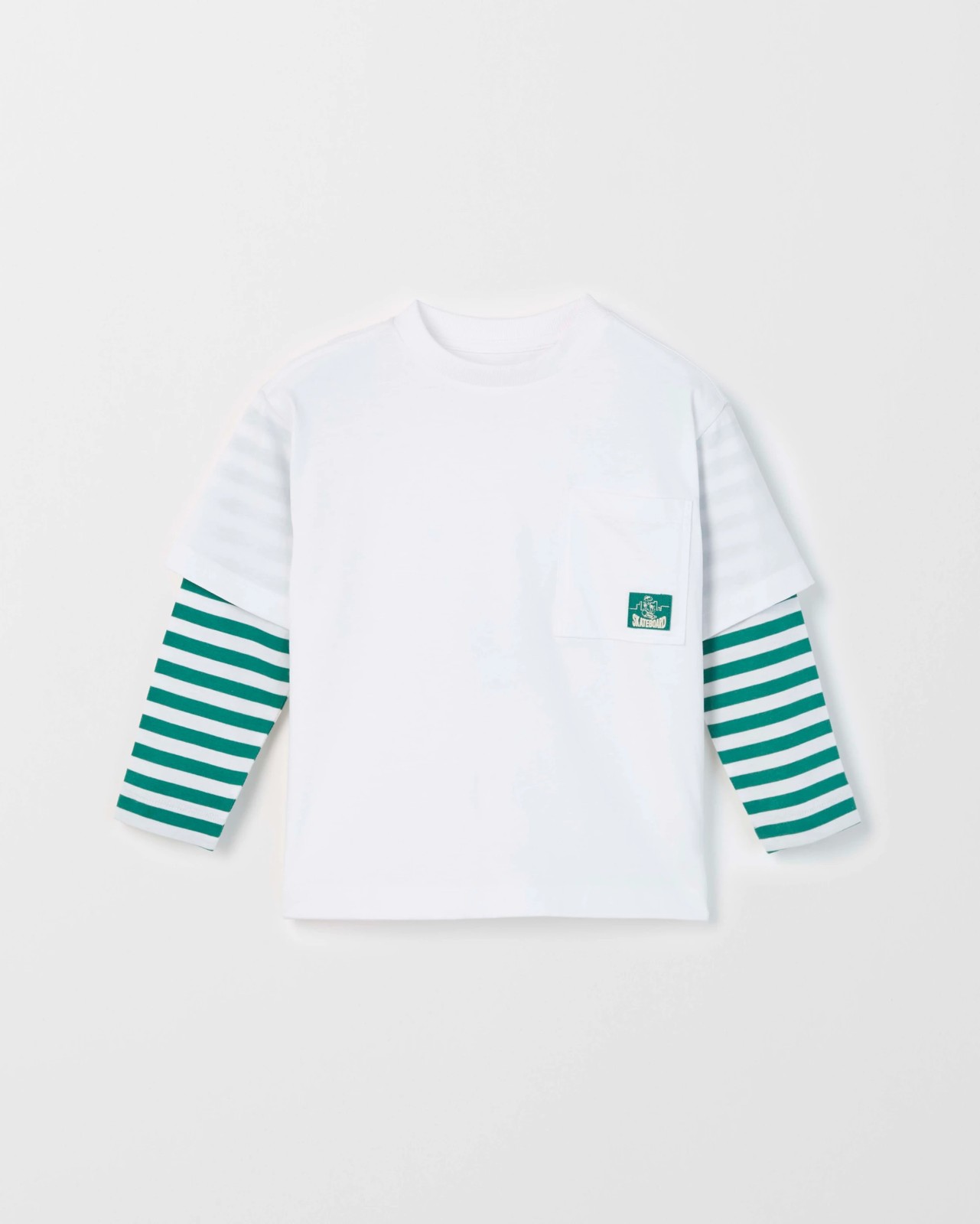 Australian Cotton Long Sleeve 2Fer T-Shirt - Green 2 of 2