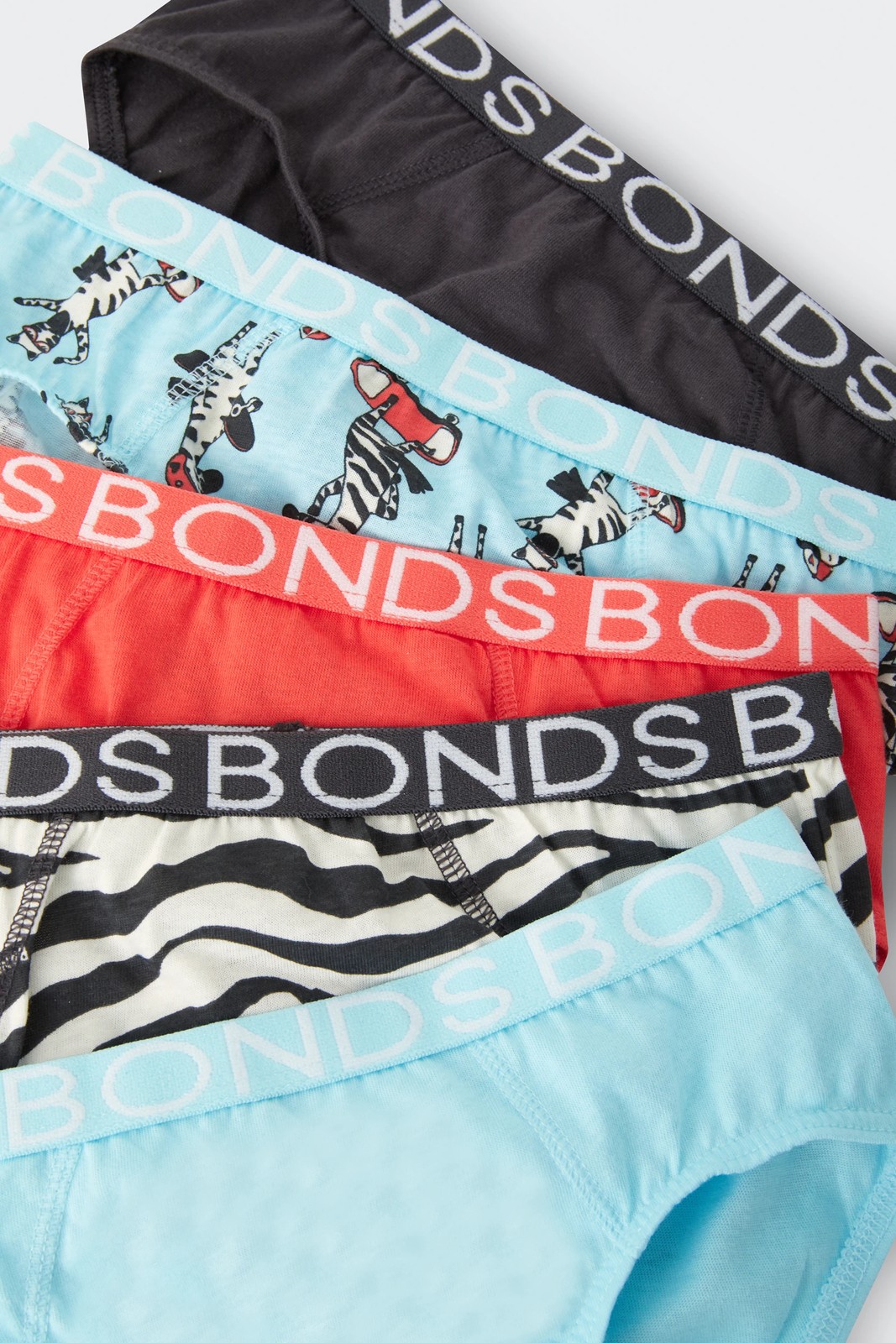 Bonds 5 Pack Older Boys Briefs - Skating Zebra  3 of 4