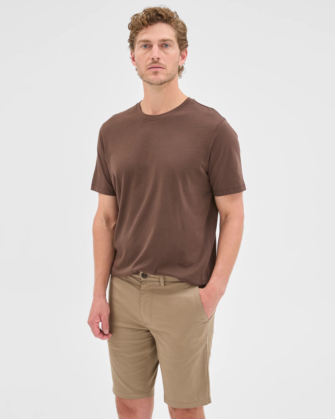 Australian Cotton Slim Chino Shorts - Walnut 2 of 5