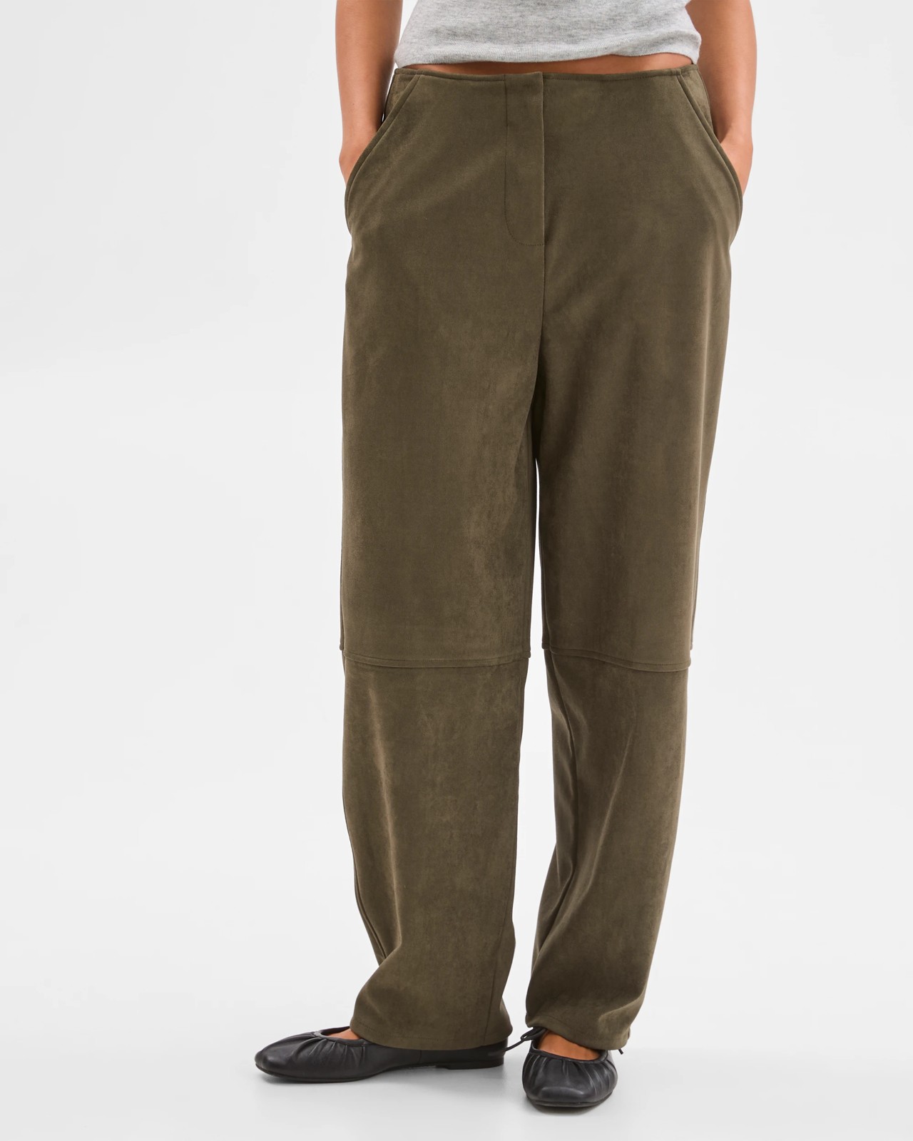 Lily Loves Faux Suede Barrel Leg Pants 3 of 6