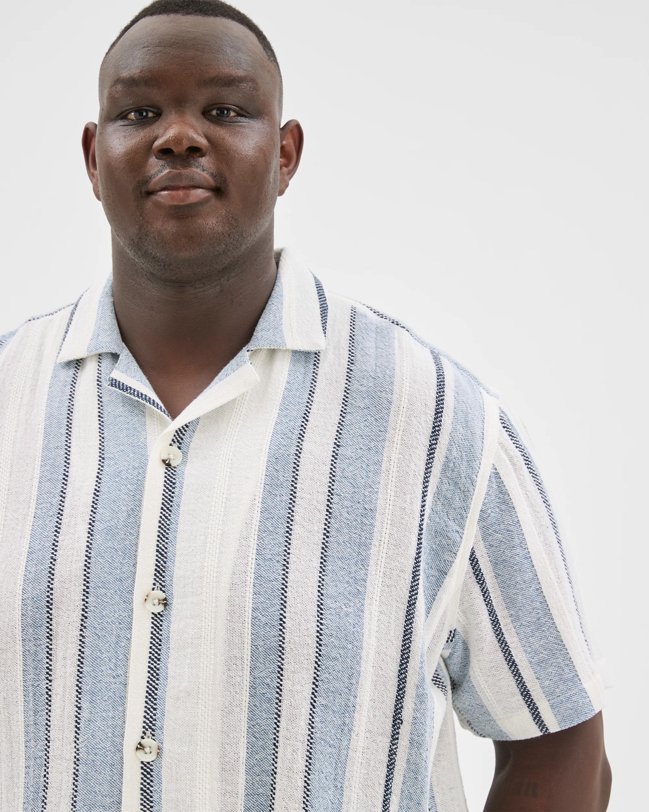 Plus Size Short Sleeve Textured Shirt - Blue 2 of 5