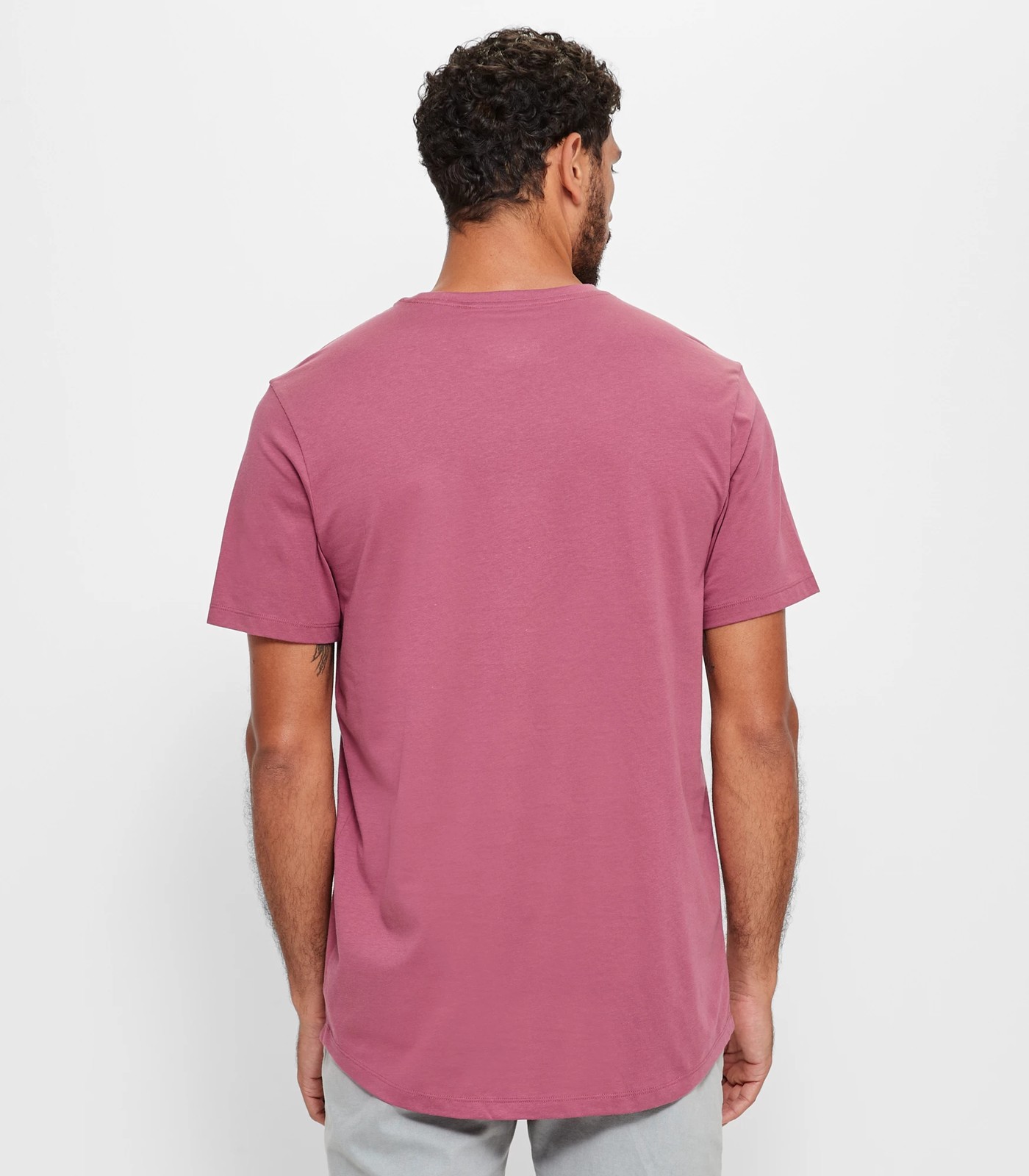 Australian Cotton Curved Hem T-Shirt - Khaki