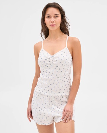 Womens Australian Cotton Pointelle Sleep Cami Top