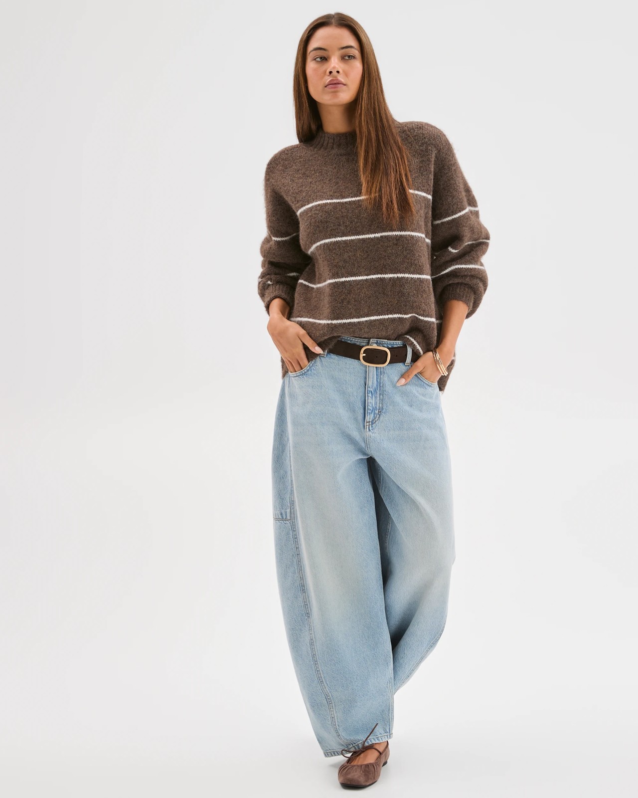 Lily Loves Stripe Knit Pullover Jumper - Brown 2 of 6