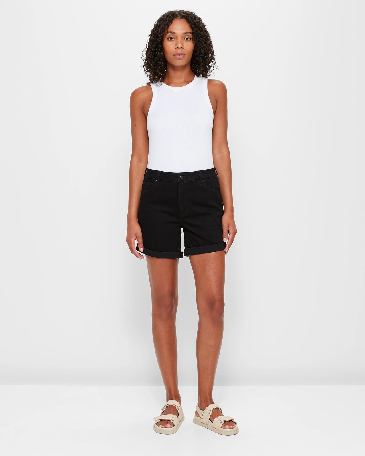 Classic Roll Cuff Denim Shorts 2 of 5