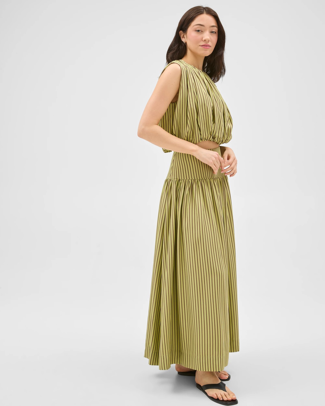Lily Loves Lyocell A-Line Maxi Skirt - Matcha Stripe 2 of 6