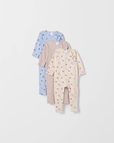 Baby Organic Cotton 3 Pack Zip Coverall