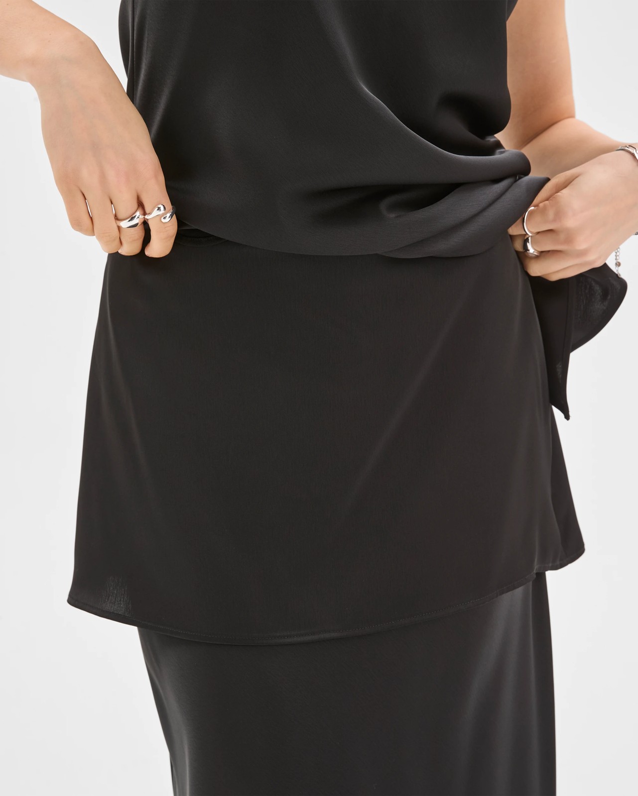 Lily Loves Layered Satin Maxi Skirt - Black 5 of 6