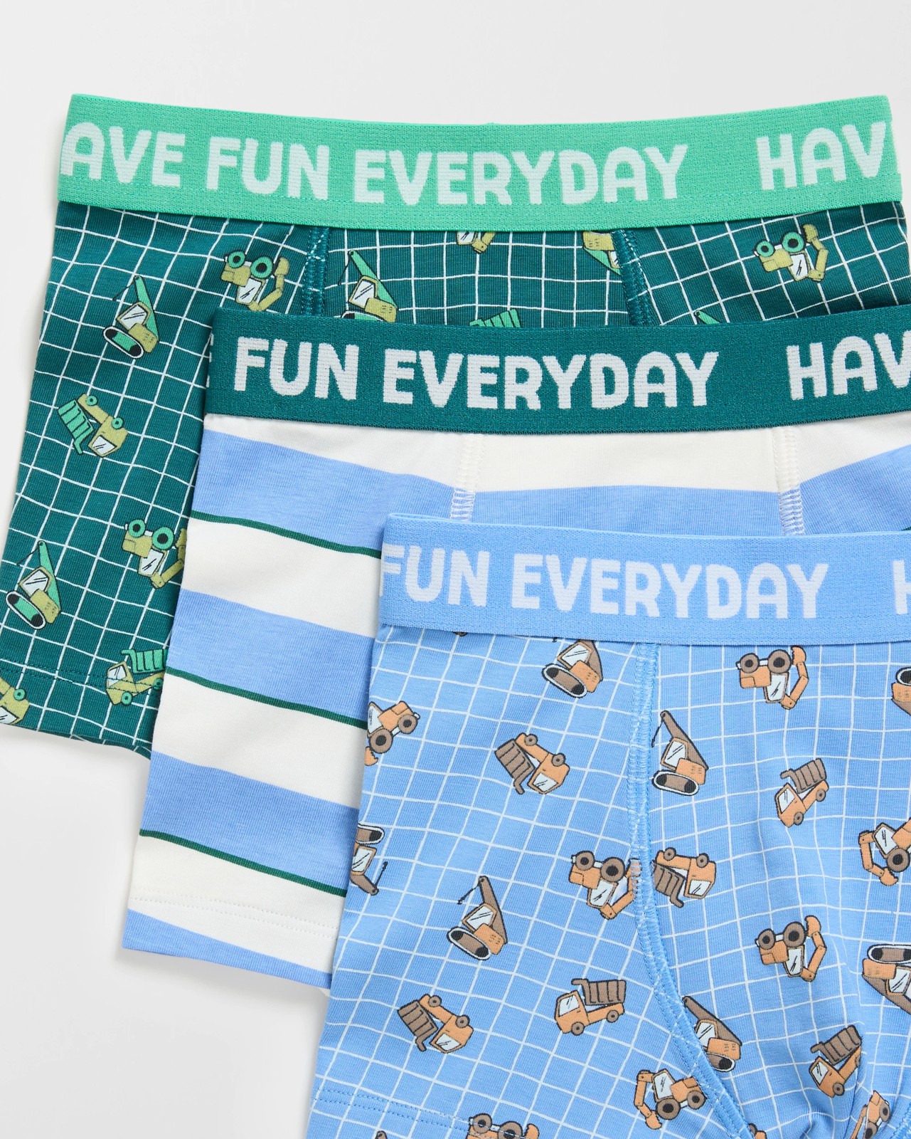 Maxx Cotton 3 Pack Younger Boys Hang Trunks - Multi Construction Grid 2 of 2