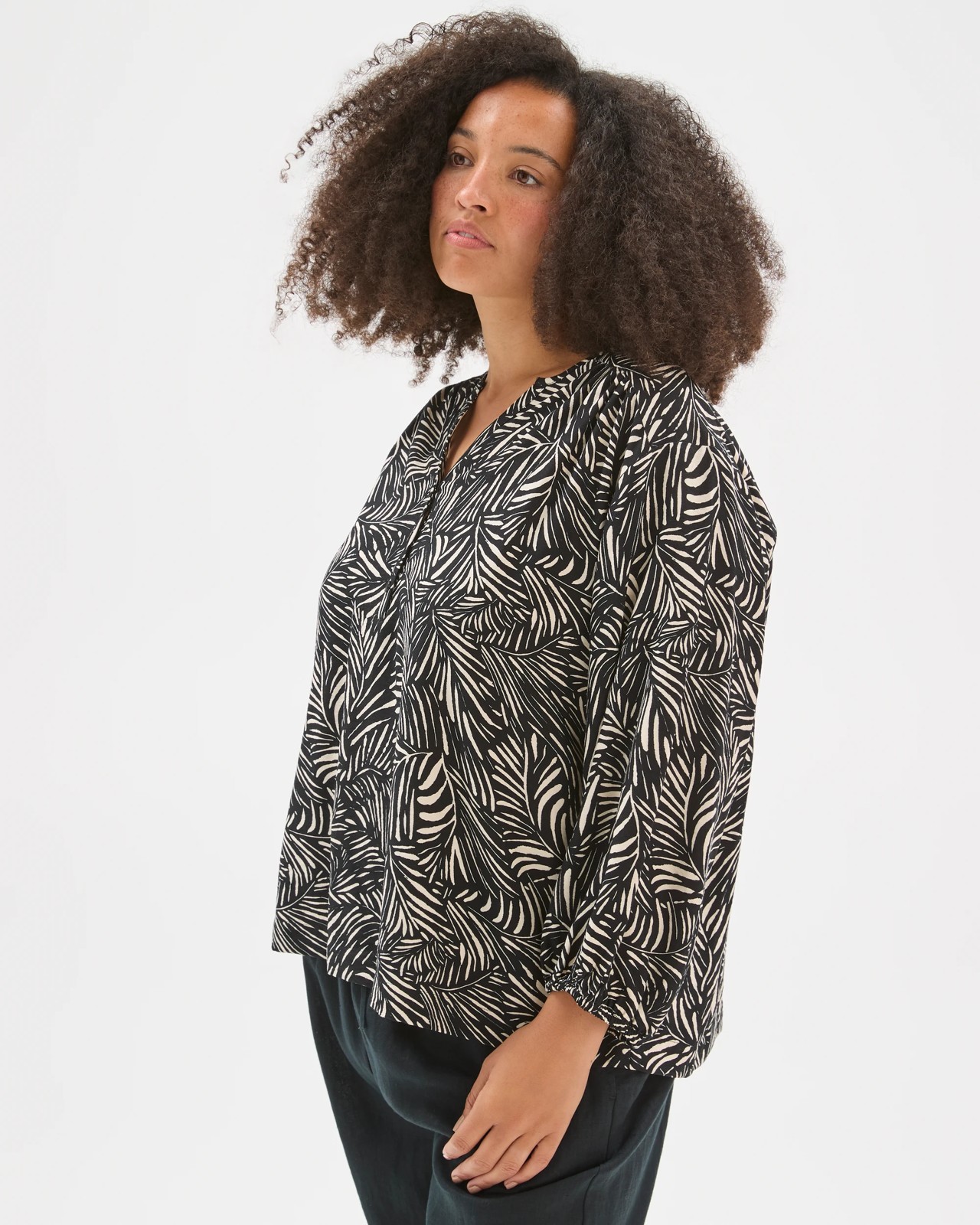 Plus Size 3/4 Sleeve Half Placket Blouse 4 of 5