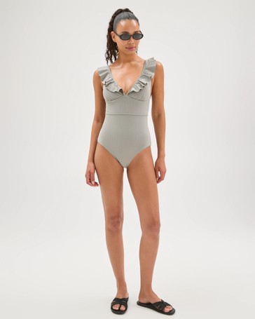 Shape Your Body Resort Frill Jacquard One Piece Swimsuit