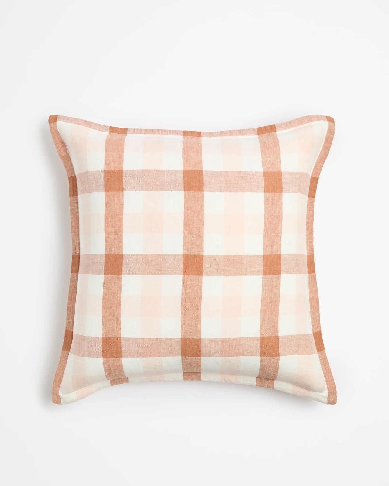 Layla Linen Washed Cushion Tan Check Target Australia