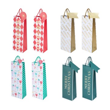 2 Pack Christmas Bottle Bags, Assorted - Anko