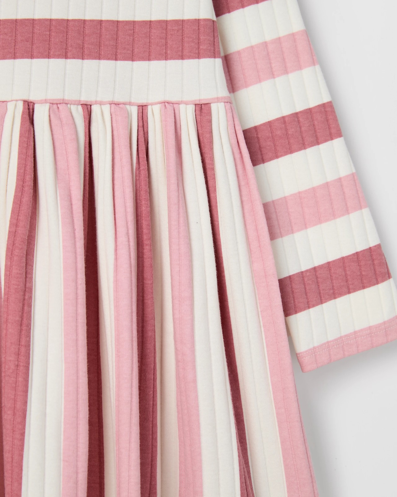 Australian Cotton Blend Long Sleeve Rib Core Dress - Pink Stripe 2 of 2