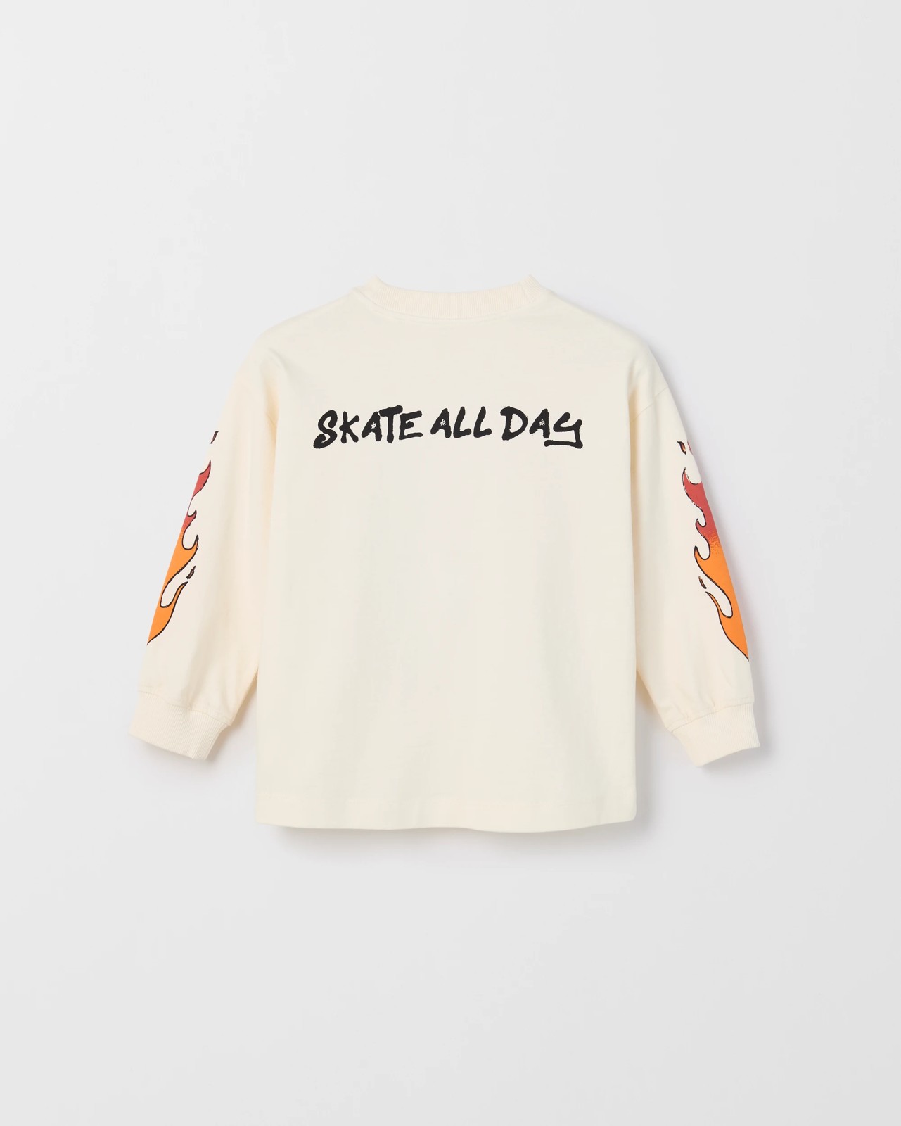 Australian Cotton Long Sleeve Washed Print T-Shirt - Skate Cloud Dancer 3 of 3