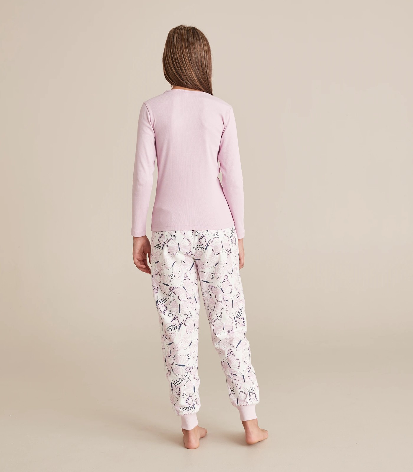 Rib Flannelette Butterfly Cotton Pyjama Set 4 of 5